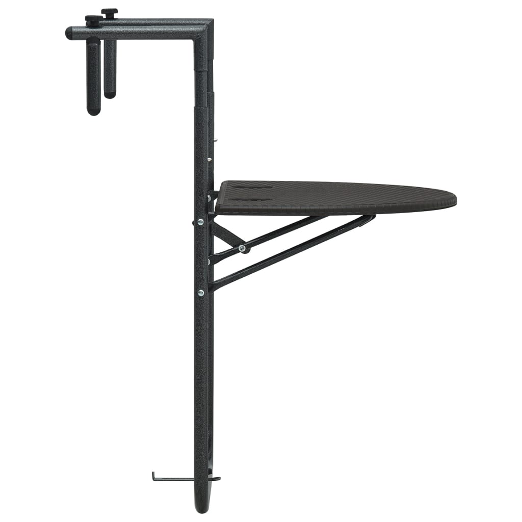 Balkonhängetisch Braun 60x64x83,5 cm Kunststoff Rattanoptik